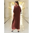 thumbnail image 2 of Womens Elegant Black Kaftan Dress Gold Embroidery V Neck Loose Maxi Gown Beach Resort Evening Party Wear, 2 of 8