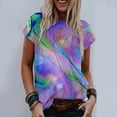 thumbnail image 2 of Pompotops T-Shirt à Manches Courtes Imprimé Col Rond Tendance Été pour Femmes Hauts Décontractés Amples, 2 of 7
