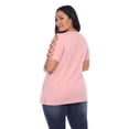 thumbnail image 3 of White Mark Women's Keyhole Neck Cutout Short Sleeve Top, 3 of 6
