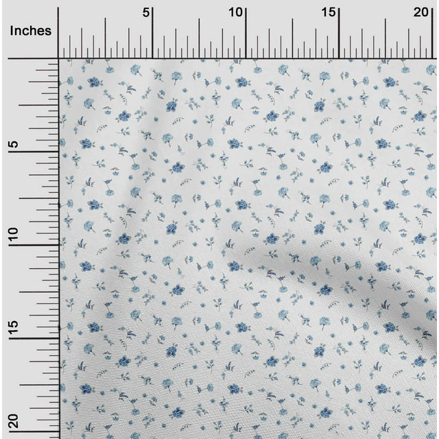 oneOone Tissu Polyester Lycra Feuilles & Fleurs Imprimé 1 Yard 56 Pouces de Large