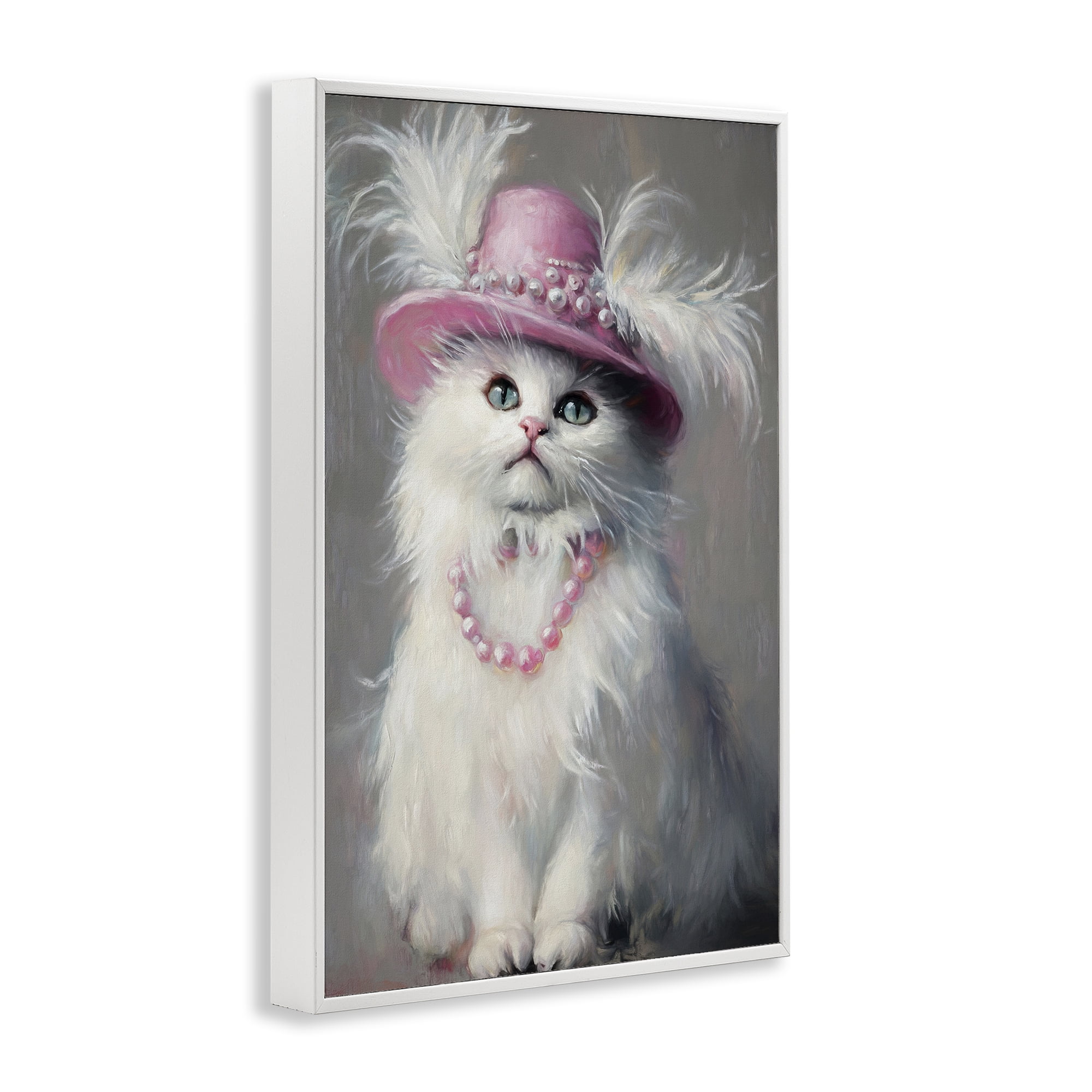 Stupell Industries Beautiful Brigitte Cat White Framed Giclee Art, design by Tina LeCour