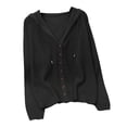 thumbnail image 3 of Josdec Women Button Front Knit Hooded Cardigan, Long Sleeve Soft Lightweight Solid Casual Layering Pullover Knit Tops One Size, 3 of 8