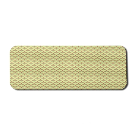 Abstract Computer Mouse Pad  Intertwined Geometric Shapes Nostalgic Inspired  Rectangle Non-Slip Rubber Mousepad Large  31  x 12  Gaming Size  Yellow Multicolor  by Ambesonne