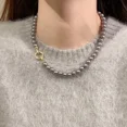 thumbnail image 3 of Ensemble Micro Élégant Français Zircon Boucle Ronde Imitation Perle Collier pour Femmes Bijoux Accessoires Sucrés, 3 of 5
