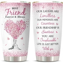Nojuikm 20 oz Best Friend Text Print Coffee Cup Stainless Steel Tumbler Gift