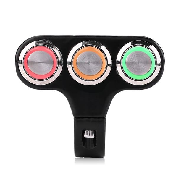 Interruptor de montaje en manillar de motocicleta de 22 mm, luz de emergencia, freno, luz antiniebla, encendido/apagado con luz LED