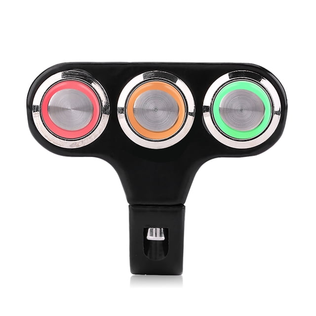 Interruptor de montaje en manillar de motocicleta de 22 mm, luz de emergencia, freno, luz antiniebla, encendido/apagado con luz LED