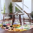 thumbnail image 3 of Round Rugs 5Ft, Spring Dog Round Area Rug Washable Indoor Throw Carpet, Vintage Watercolor Botanical Floral Sunflower Soft Non Slip Circle Rug for Cabinet Bathroom Home Decor Aesthetic, 3 of 8
