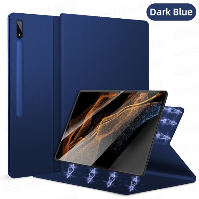 For Samsung Galaxy Tab S7 Tablet Case For S6 Lite S6 S8 S7 Plus S7 FE S8 Plus S8 Ultra Magnetic Cover With Stand Pencil Holder Dark blue Tab S8 Plus 12.4