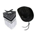 thumbnail image 4 of Segolike Big Brim Cowboy Hat, with Scarf Sunhat for Unisex Adults Cosplay Camping Props , Black, 4 of 8