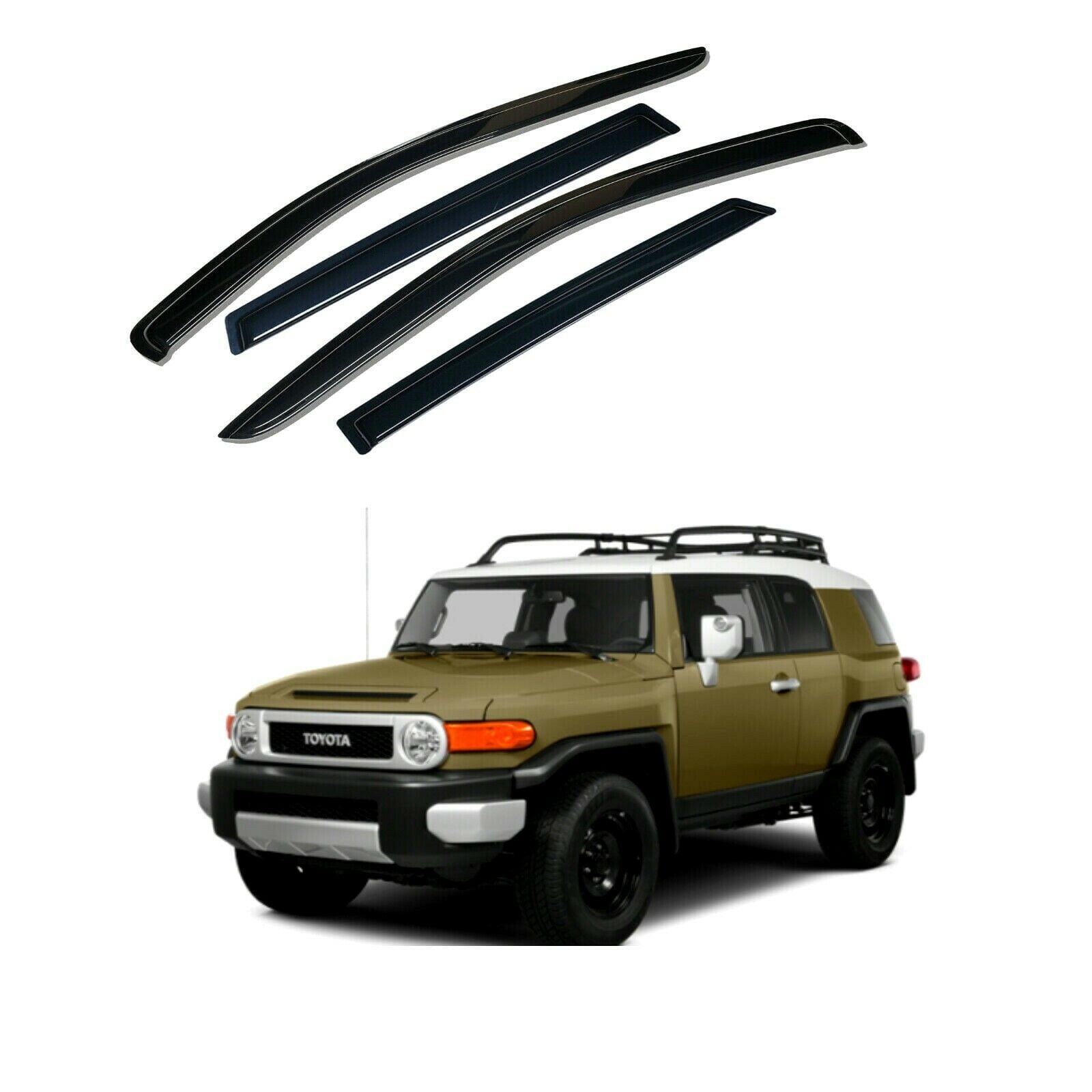 Smoke Side Window Wind Visors Sun Rain Guards Deflectors for Toyota FJ