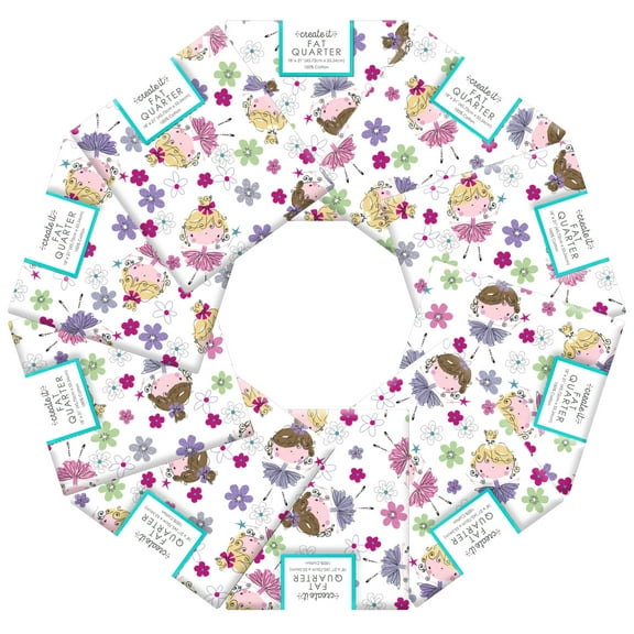 Create It 18"x21" Cotton Ballerina Precut Sewing & Craft Fabric, White 10 Pieces