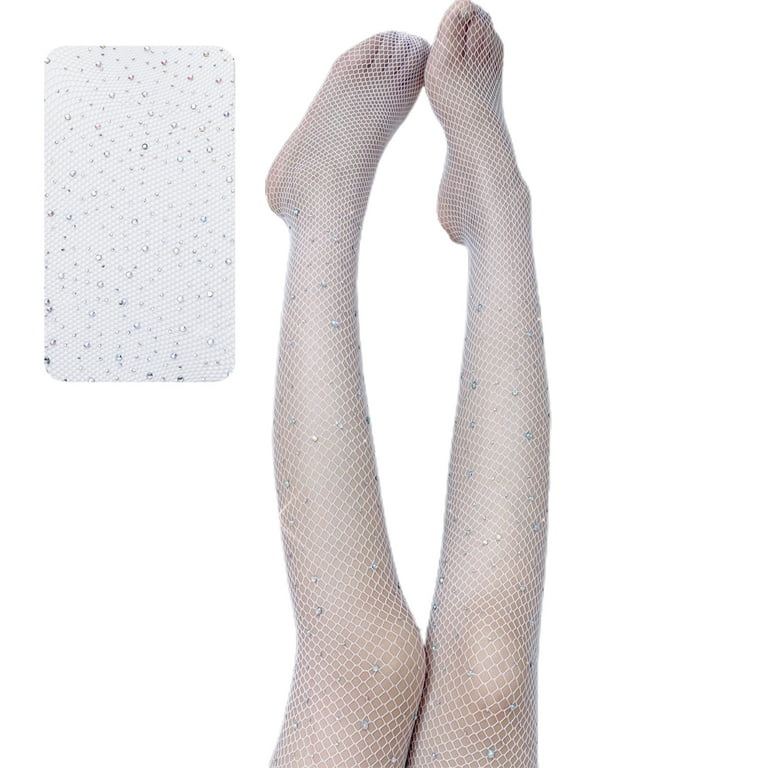 Mightlink Women's Hollow Out Rhinestone Pantyhose, Sparkle Fishnets Sexy  Tights, High Waist Stockings 