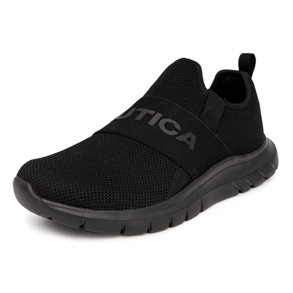 Zapatillas Nautica Tobin para hombre, estilo casual, sin cordones, color negro, talla 8.5
