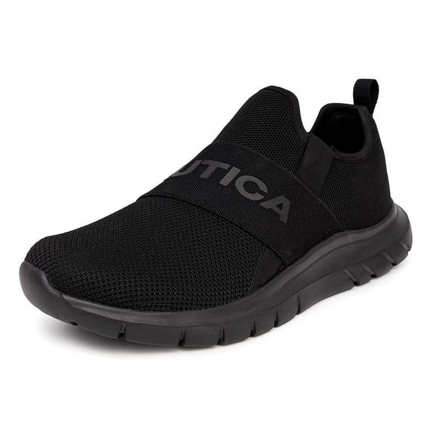 Zapatillas Nautica Tobin para hombre, estilo casual, sin cordones, color negro, talla 8.5