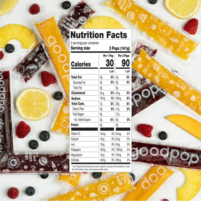 Goodpop Freezer Pops with Electrolytes 100% Fruit Juice 15 Pack