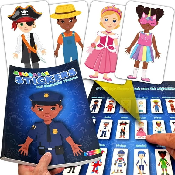HMMAGNETS Sticker Book Set, Dress-Up Dolls Sticker Pack w/ 370 Reusable Stickers for Kids, 25 Themes