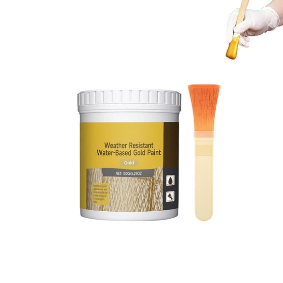 Water-Based Weather-Resistant Gold Paint, Water-Based Shiny Gold Leaf Paint, Acrylic Paint Metallic Gold, Antique Gold Liquid Paint for Arts, Paintings and Crafts
