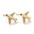 thumbnail image 3 of Plane Cubic Zirconia Stud Earrings Real 18K Gold Plated Brass Earrings for Women Lead Free & Cadmium Free Clear 11x10mm Pin: 0.8mm, 3 of 3