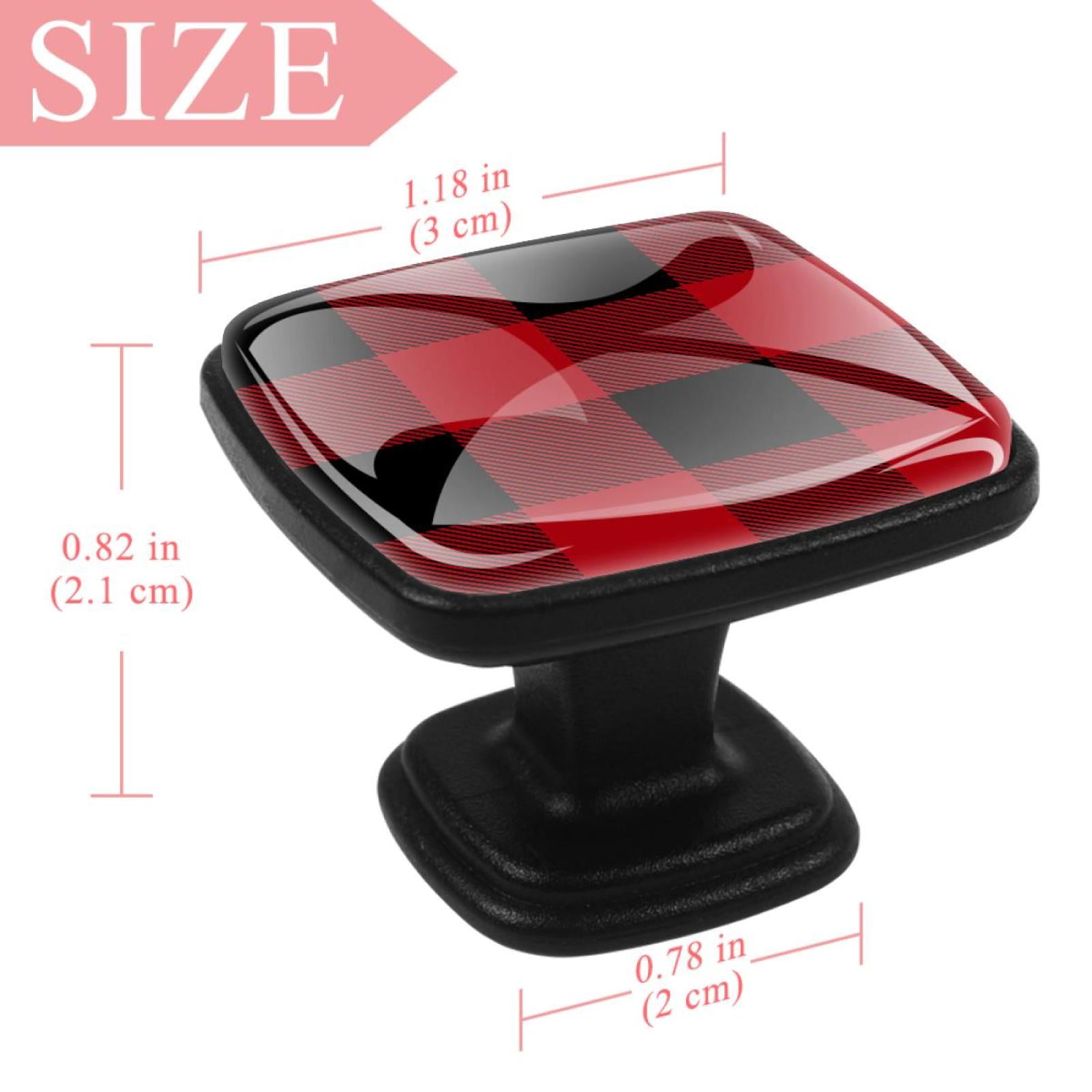 4 Pcs Square Cabinet Handle Cupboard Knob Drawer Pulls Handle Buffalo Plaid Drawer Knobs with Screws Furniture Decoration