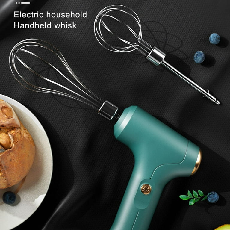 Portable Wireless Hand Mixer, USB Rechargable Handheld Egg Beater with 2  Detachable Stir Whisks, 5 Speed Modes, Mini Cordless Helper for Kitchen