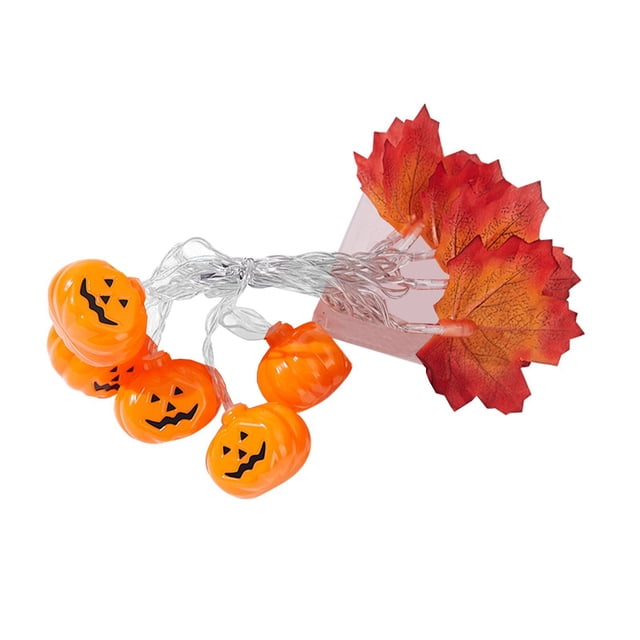 Guirnalda de luces de calabaza con forma de hoja de arce para decoración navideña, de Acción de Gracias, Halloween y otras ocasiones. Se puede usar para decorar interiores de patios, habitaciones y m