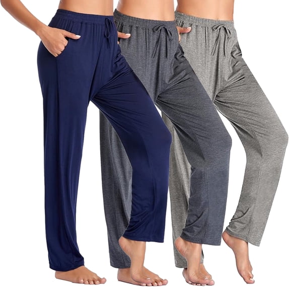 Women's 3-Pack Loose Fit Classic Lounge Pants (Sizes, S-3XL)