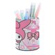 thumbnail image 1 of My Melody-theme Cylinder Pen Holder Pencil Organizer with Flannel Lining PVC Leather Material Cardboard Base for study work 10*8CM, 1 of 6