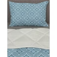 thumbnail image 3 of Flower Comforter & Sham Bedding Set, Interlaced Round Shapes Ornamented with 4 Leaf Petals Print, 3 pcs Duvet Set Microfiber Filling Quilt, 5 Sizes, Slate Blue Pale Blue, by Ambesonne, 3 of 4