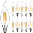 thumbnail image 1 of Pack of 10 4W E14 LED Filament Candle Bulb 2700K Warm White, 360° Beam Angle, Non-Dimmable [Energy Class F], 1 of 5