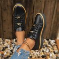 thumbnail image 5 of Willtoo Womens Faux Leather Platform Lace Up Sneaker Low Top Chain Accent Fashion Footwear Smooth Solid Color Chunky Sole Daily Footwear, 5 of 5
