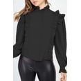 thumbnail image 4 of Mock Neck Ruffled Buttoned Top - S, 4 of 4