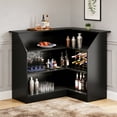 thumbnail image 3 of Fnova Bar Table, L-Shaped Home Pub Table with Stemware Racks, 4-Tier Corner Bar Unit Liquor Wine Bar Cabinet Reception Desk for Home Pub, 3 of 20