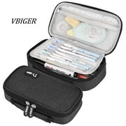 Vbiger Pencil Case | Unisex Large Capacity Dual Zippers School Office Stationery Bag with Mesh Pocket & Pen Slot | Travel Storage Cosmetic Pouch Bag - Black