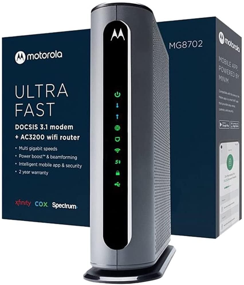Motorola 16x4 High-Speed Cable Gateway with Wi-Fi AC1900 Wi-Fi Gigabit Router and Power Boost 686 Mbps DOCSIS 3.0 Modem 