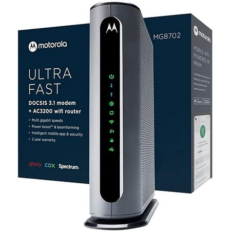 Motorola MG8702 DOCSIS 3.1 Cable Modem Wi-Fi Router with Intelligent Power Boost AC3200 Wi-Fi Speed