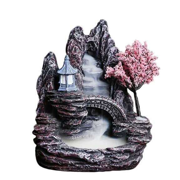 High Mountain Flowing Waterfall Backflow Incense Burner Home Fragrance Diffuser Incense Burner Decoration,E