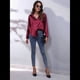 thumbnail image 4 of Blusas de Satén con Cuello en V y Larga para Mujer, Blusas de Seda de Verano, Moda 2025 Vino Tinto M, 4 of 9