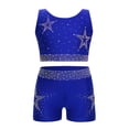 thumbnail image 3 of Hansber Kids Girls Cheerleading Outfits Shiny Rhinestones Dance Crop Top and Gymnastics Shorts Set Dancewear Blue 14, 3 of 7