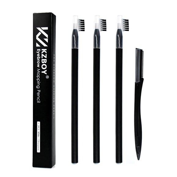 Lápices para diseño de cejas KZBOY impermeables, 3 piezas, con sacapuntas