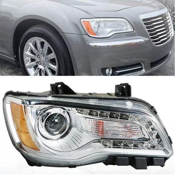 Genrics Headlights Front Head Lamps Replacement for 2011-2014 Chrysler 300 Halogen Factory Style Projector Headlights Right Side (Passenger Side)