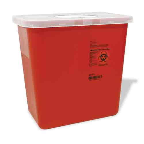 COVIDIEN 2 Gallon Red Sharps Container with Rotor Lid Model: 8970