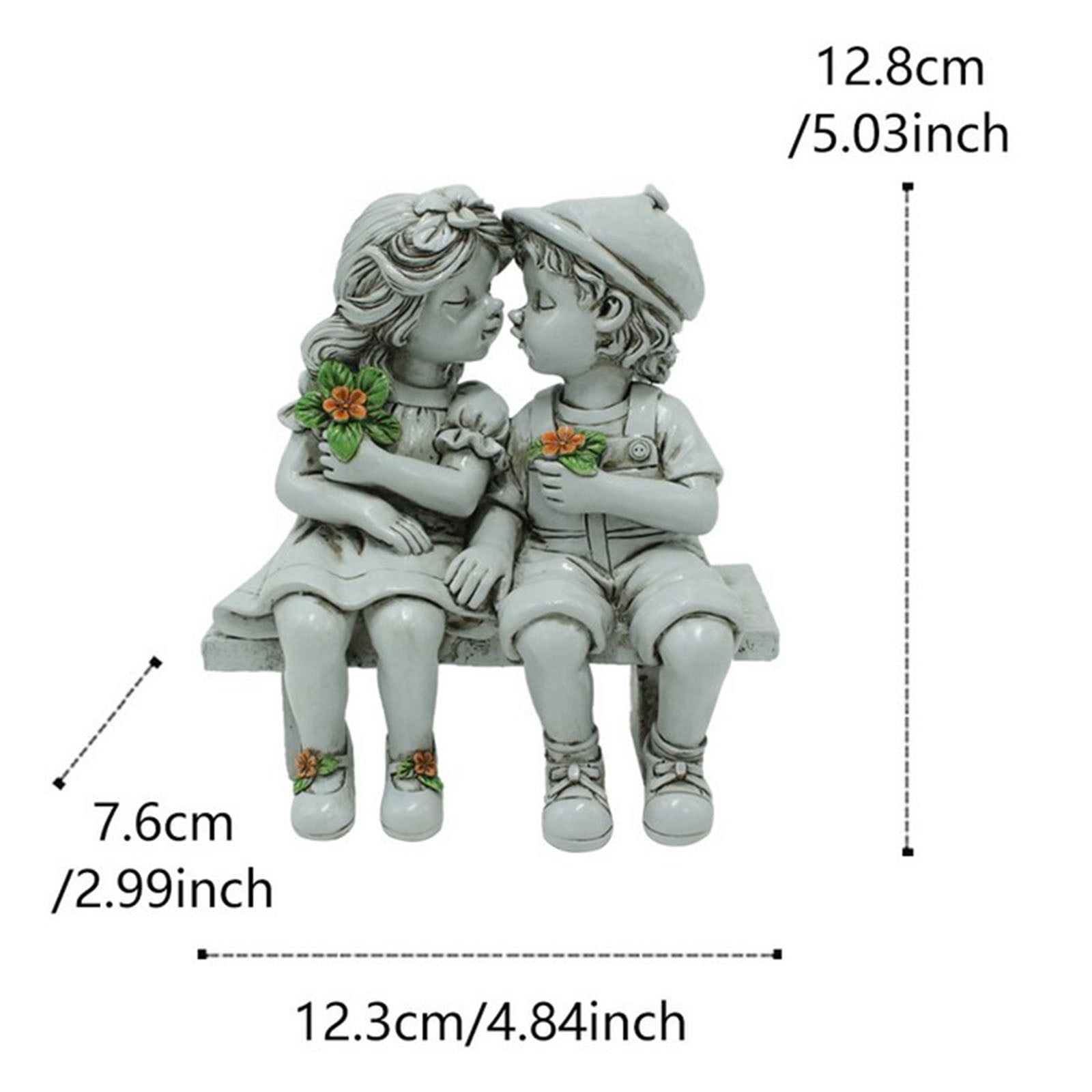 LLDYYDS Romantic Couple Kissing Statue Outdoor Sculpture Resin Bench Sitting Decor for Garden Yard Home Cafe