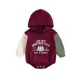 thumbnail image 1 of Fortune Barboteuse de Noël Bébé 0-24M Garçon Fille Patchwork Coloré Manches Longues Imprimé Lettre à Capuche, 1 of 8