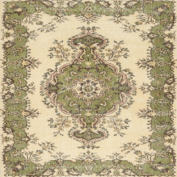 Ahgly Company Indoor Square Contemporary Brown Abstract Area Rugs, 6' Square