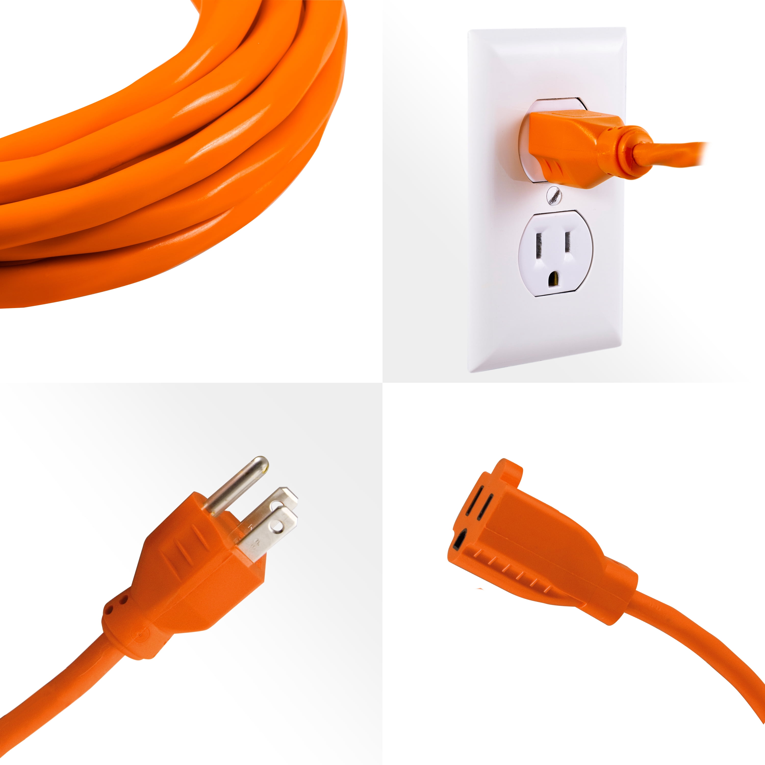 GE Indoor/Outdoor 25ft. Grounded Heavy Duty Extension Cord, Orange, 51924