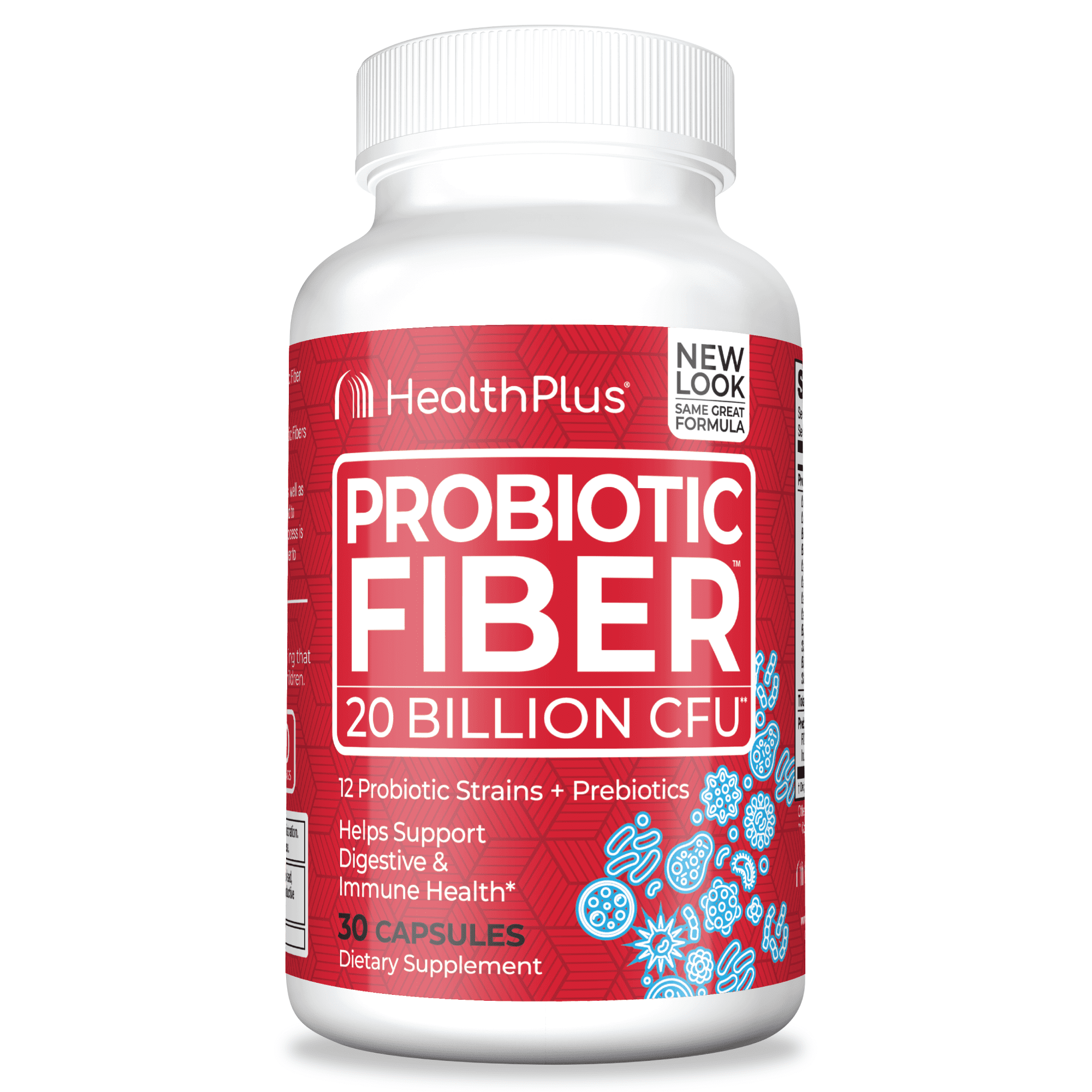 Health Plus Probiotic Fiber, 20 Billion CFU with Prebiotics, 30 Capsules