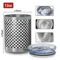 thumbnail image 3 of 12oz Tumblers Black and White Small Checkered Pattern Vacuum Insulated Stainless Steel Travel Tumbler Cups Mug with Lid and Straw for Beer,Coffee,Beverages with Cleaning Brush for Cold & Hot Drinks, 3 of 5