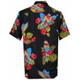 thumbnail image 3 of Hawaiian Shirt 39 Mens Parrot Print Beach Aloha Party Rich Black M, 3 of 4