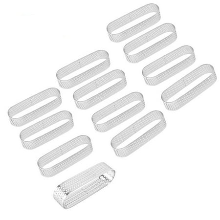 

12Pcs Oval Tartlet Molds French Dessert Mousse Fruit Pie Tart Ring Quiche Cake Mold Stainless Steel Tart Mousse Ring